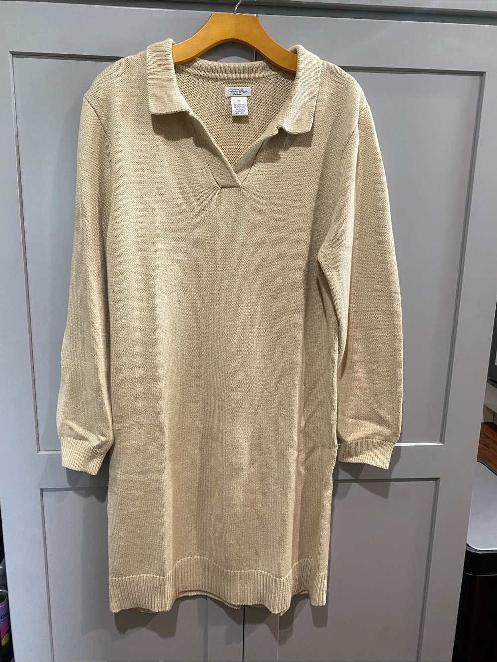 Tasha Polizzi Cream Knit Polo Sweater Dress
